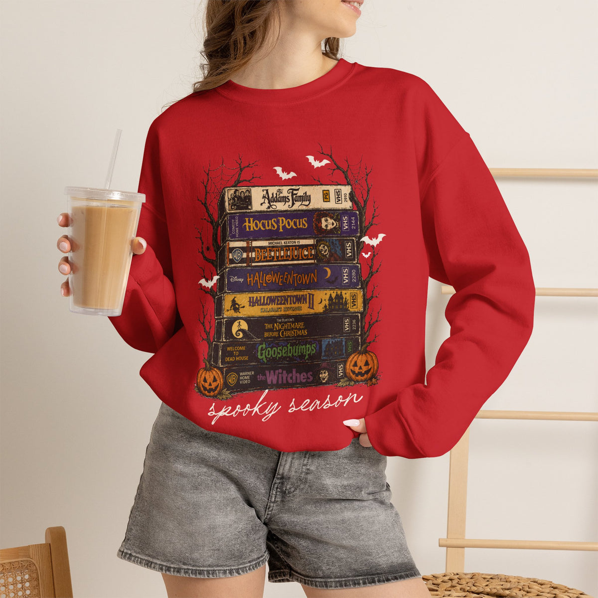 Unisex Halloween movies, VHS sweatshirt