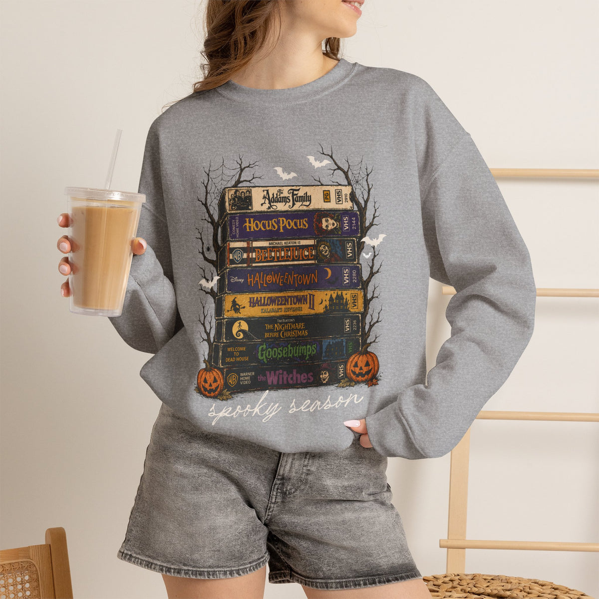 Unisex Halloween movies, VHS sweatshirt