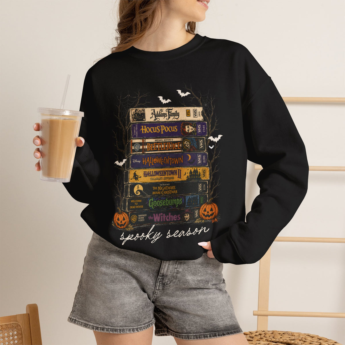 Unisex Halloween movies, VHS sweatshirt