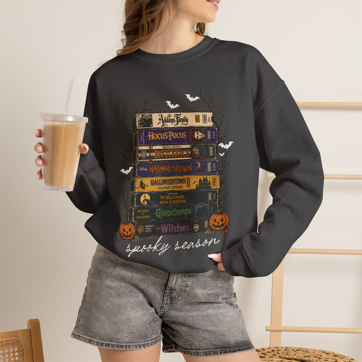 Unisex Halloween movies, VHS sweatshirt