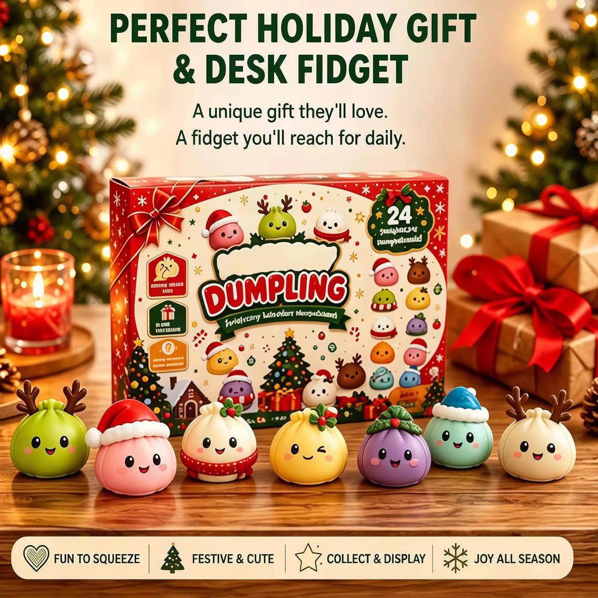 New Christmas Squishies Advent Calendar 24 Days Countdown Adviento Navidad Dumpling Squishy Slow Rising Squeeze Home Decor Gift