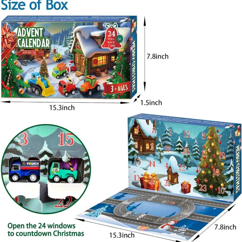 2026 Advent Calendar for Kids Boys 24 Days to Christmas Countdown Calendar with Refreshment Car Set