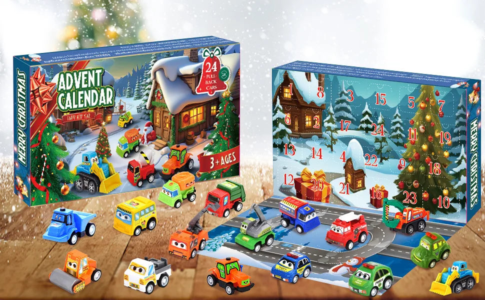 2026 Advent Calendar for Kids Boys 24 Days to Christmas Countdown Calendar with Refreshment Car Set