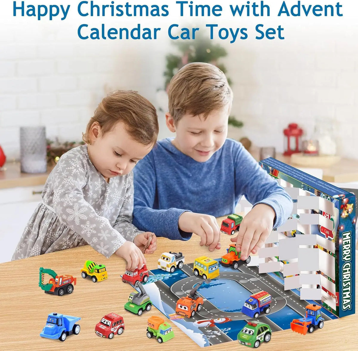 2026 Advent Calendar for Kids Boys 24 Days to Christmas Countdown Calendar with Refreshment Car Set