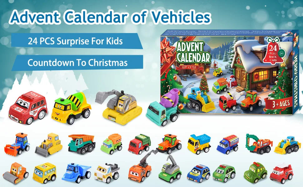 2026 Advent Calendar for Kids Boys 24 Days to Christmas Countdown Calendar with Refreshment Car Set